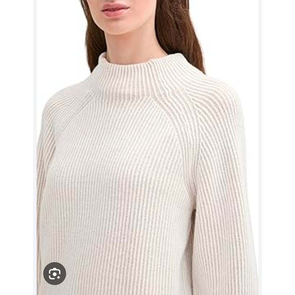 Banana Republic Womens Cream Ribbed Mock‎ Neck Raglan Sweater Large 808273-02-1